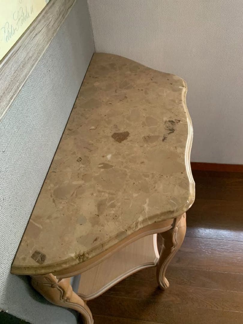 クラシック調 コンソールテーブル（大理石調天板）