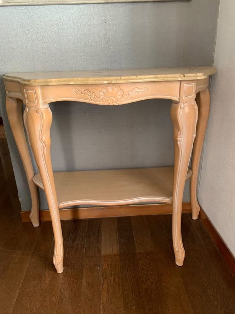 クラシック調 コンソールテーブル（大理石調天板）