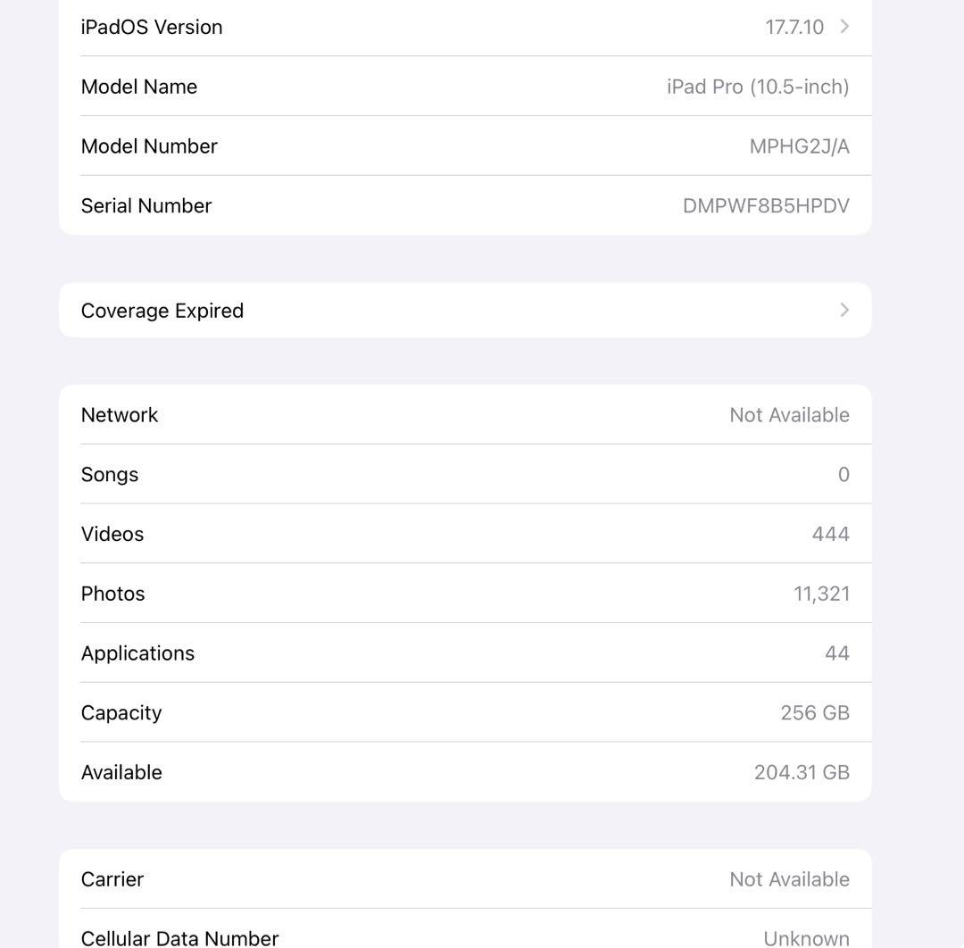 【ジャンク】iPad Pro 10.5 inch 2017（本体のみ・画面反り)