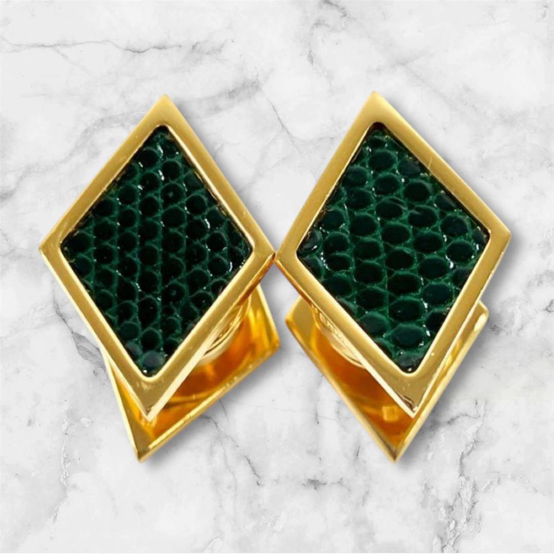 エルメス HERMES カフス カフスリンクス カフスボタン リザード 極美品