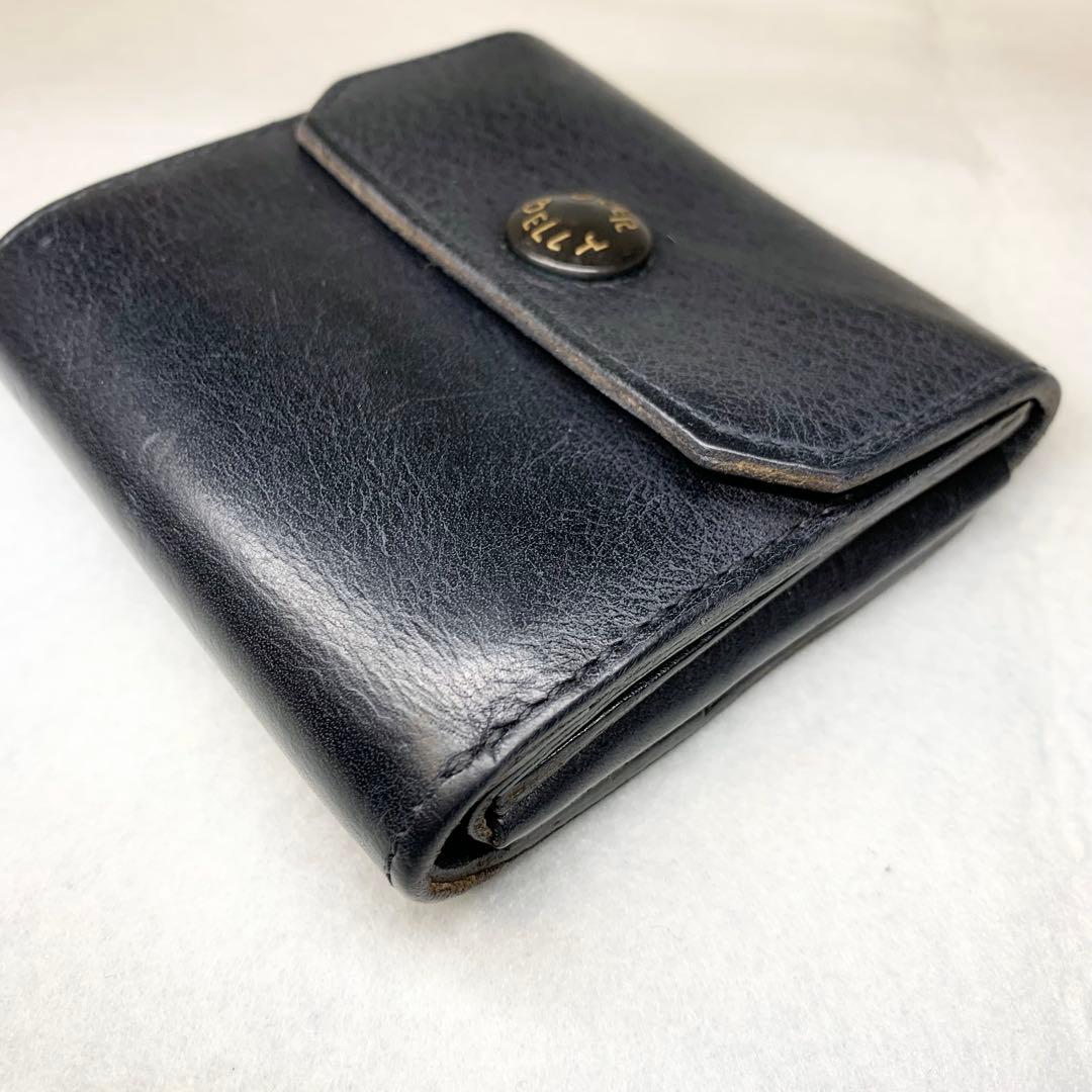 希少 ビアベリー ハッチバック コンパクト財布 折り財布 牛革 ブラック 保存箱