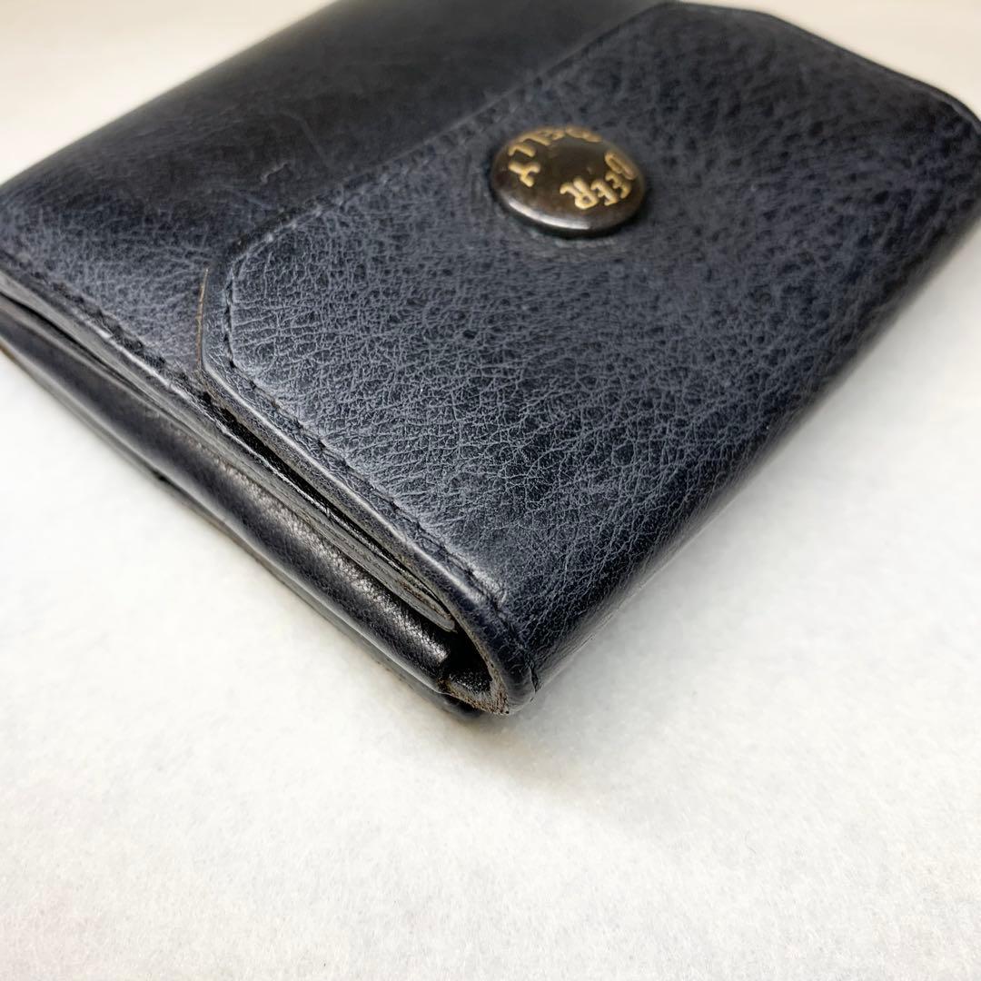 希少 ビアベリー ハッチバック コンパクト財布 折り財布 牛革 ブラック 保存箱