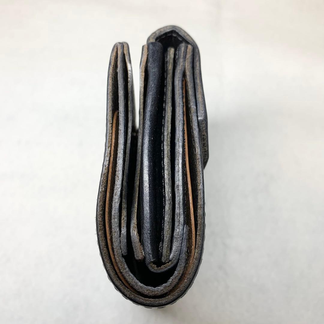 希少 ビアベリー ハッチバック コンパクト財布 折り財布 牛革 ブラック 保存箱