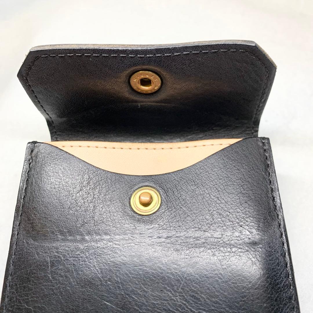 希少 ビアベリー ハッチバック コンパクト財布 折り財布 牛革 ブラック 保存箱