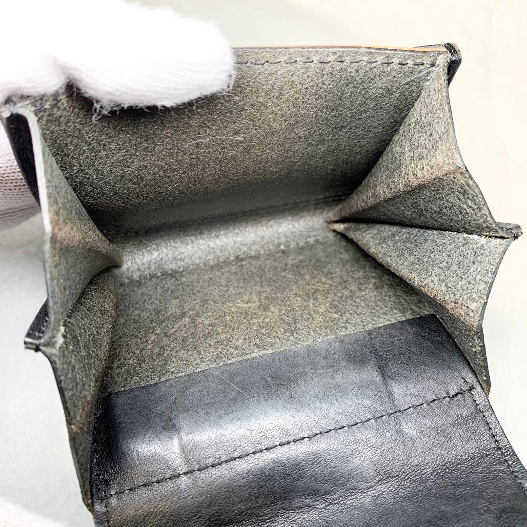 希少 ビアベリー ハッチバック コンパクト財布 折り財布 牛革 ブラック 保存箱