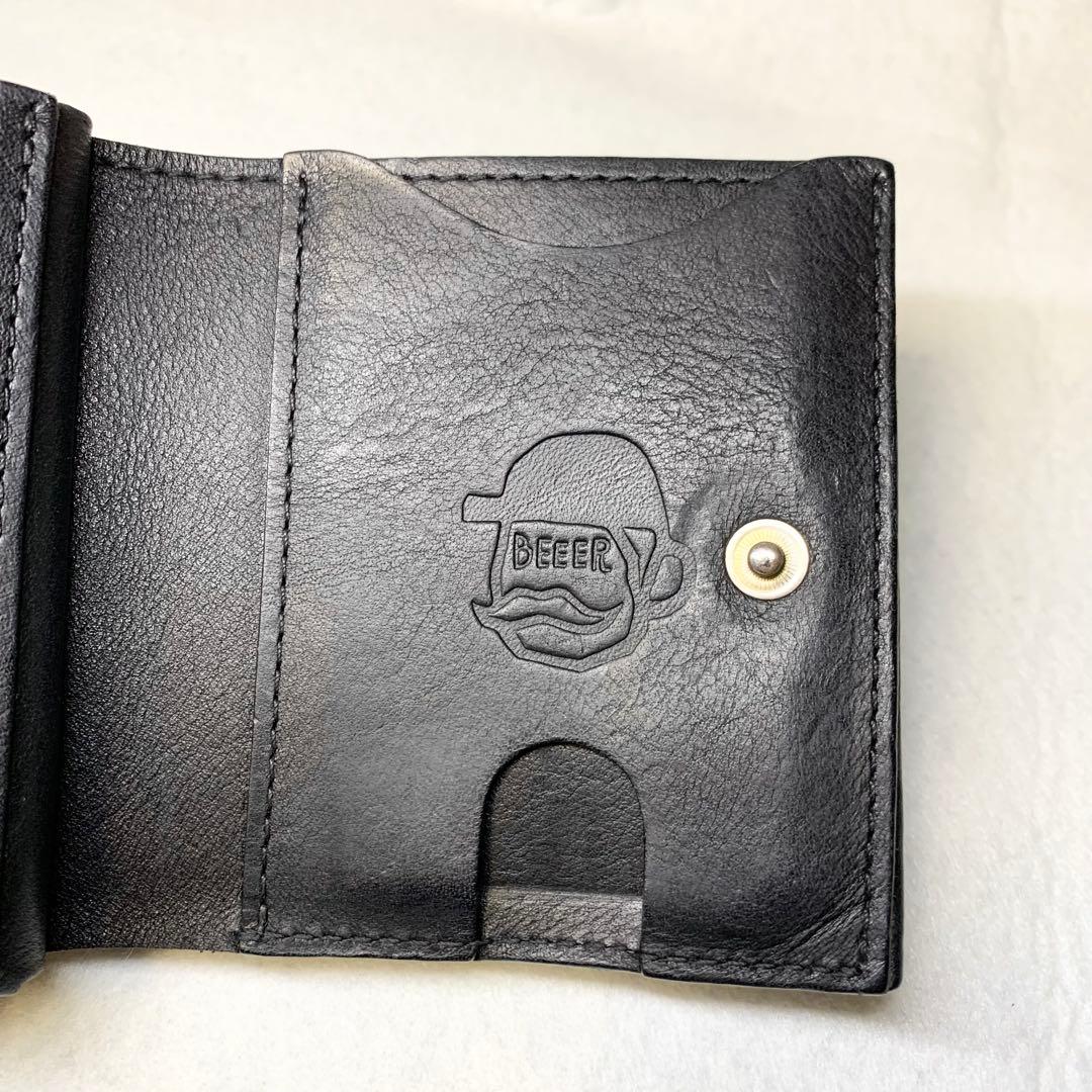 希少 ビアベリー ハッチバック コンパクト財布 折り財布 牛革 ブラック 保存箱