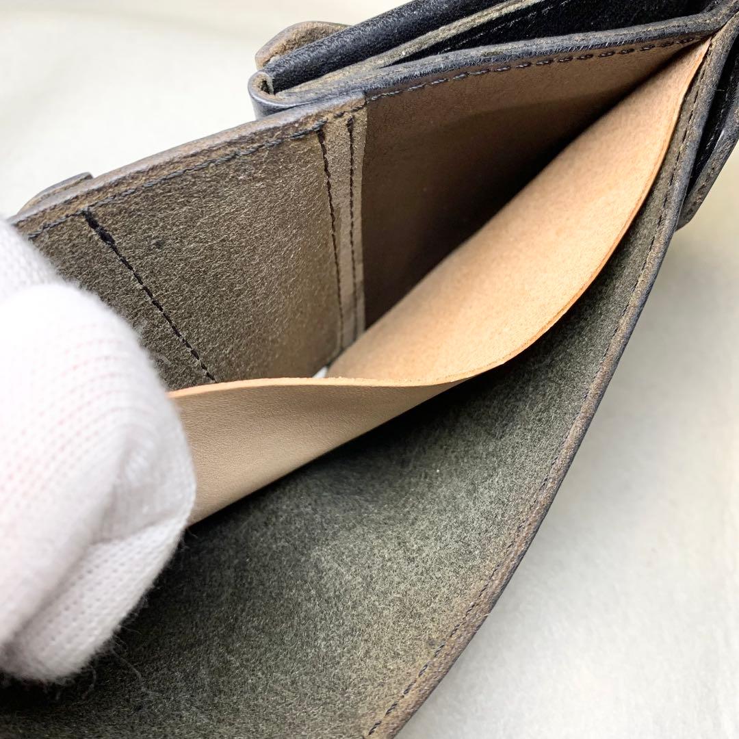 希少 ビアベリー ハッチバック コンパクト財布 折り財布 牛革 ブラック 保存箱