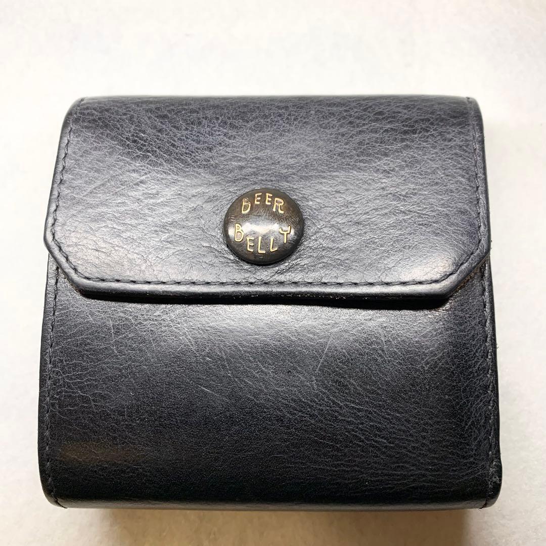 希少 ビアベリー ハッチバック コンパクト財布 折り財布 牛革 ブラック 保存箱