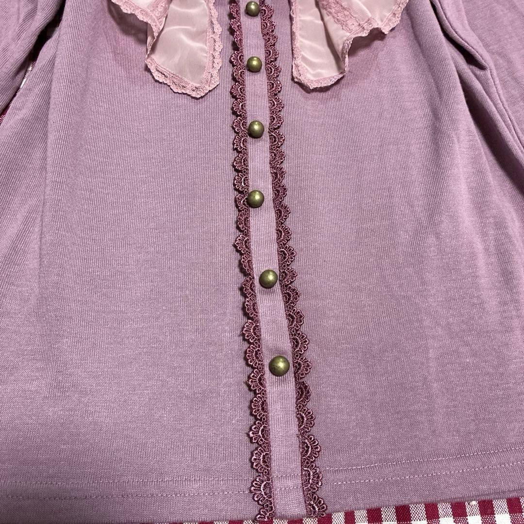 美品　axesfemmアクシーズ　BIGリボン　ピンクラベンダー長袖トップス