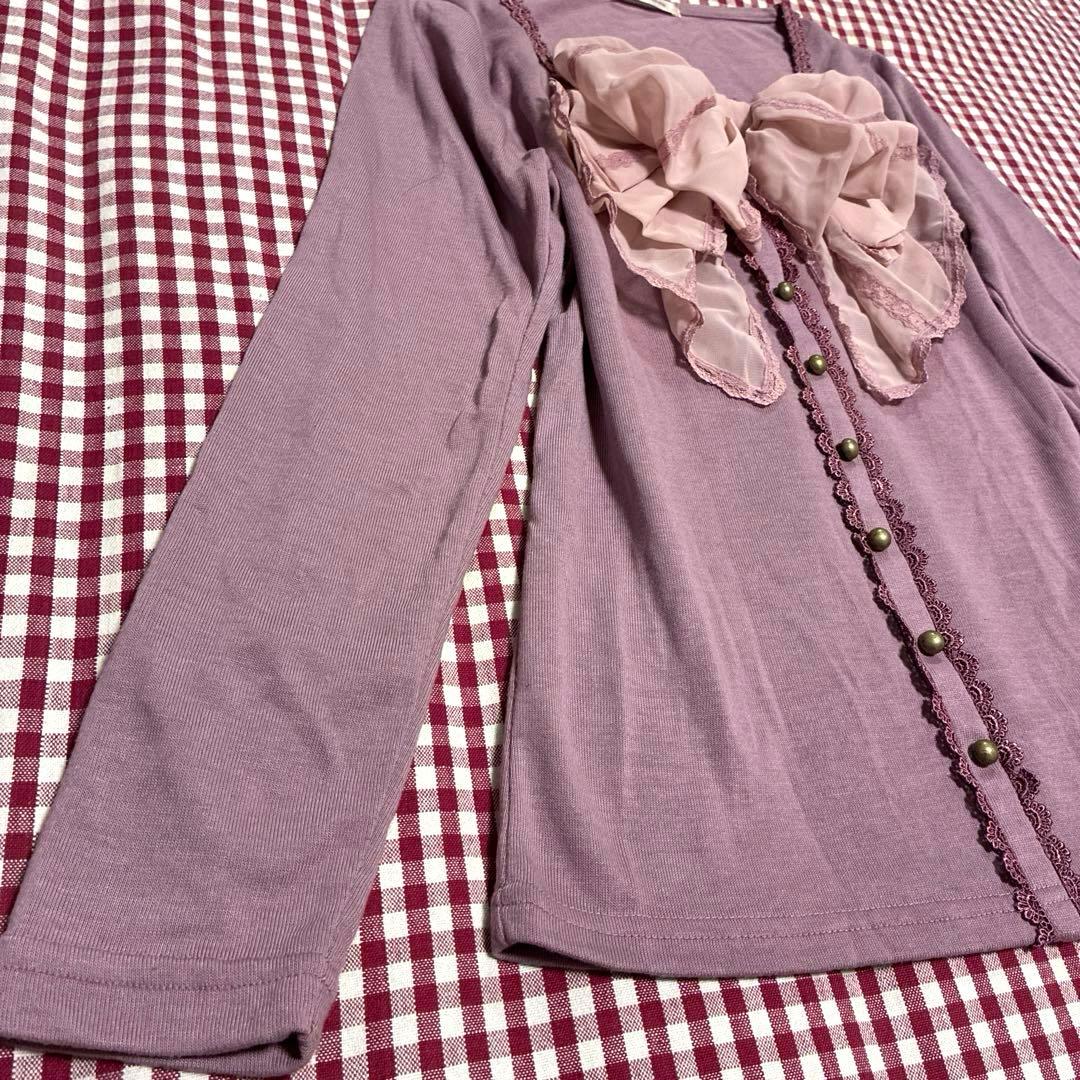 美品　axesfemmアクシーズ　BIGリボン　ピンクラベンダー長袖トップス