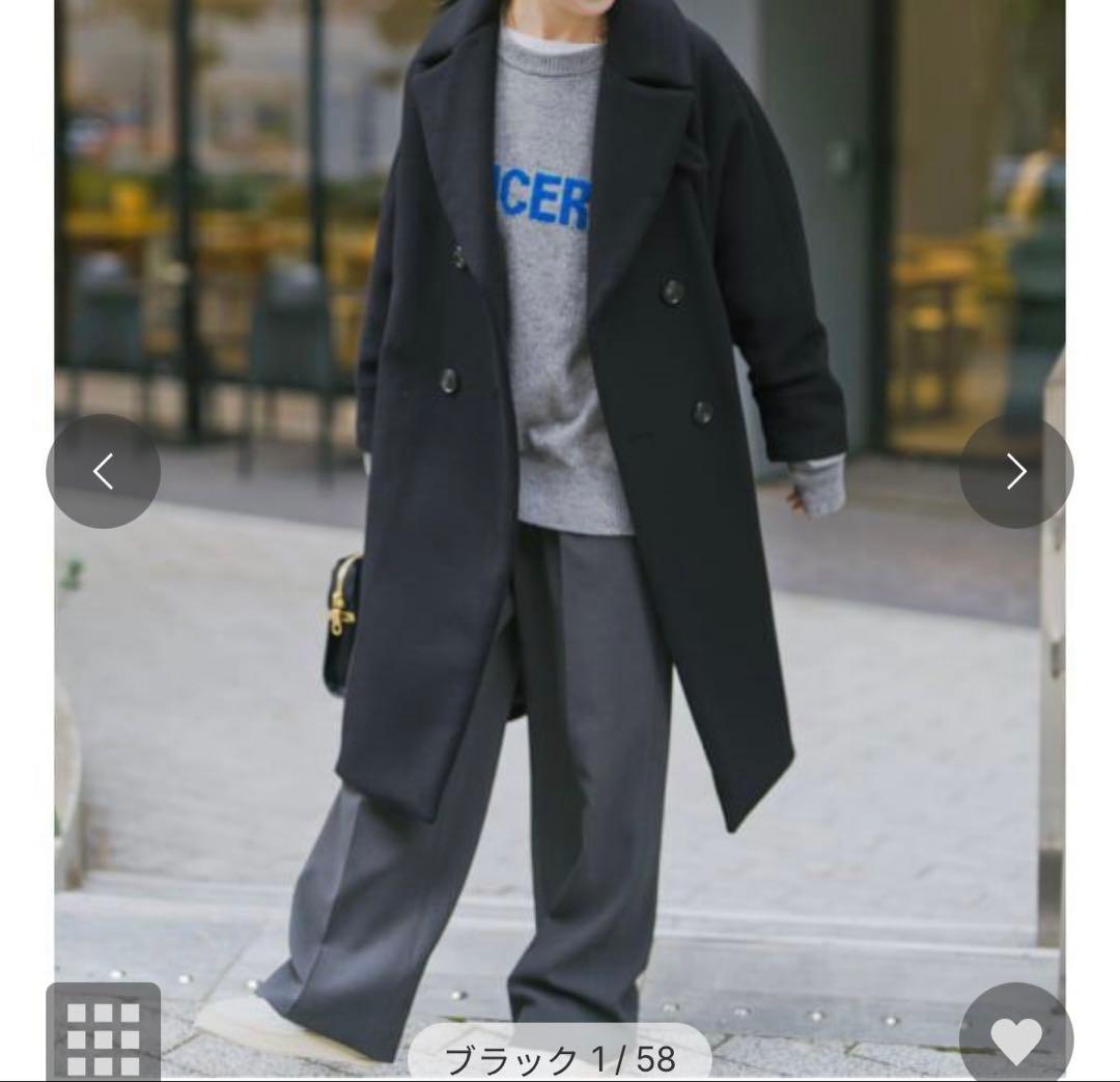 ティッカ　スピックアンドスパン　ブラック テントコートロングコート25AW