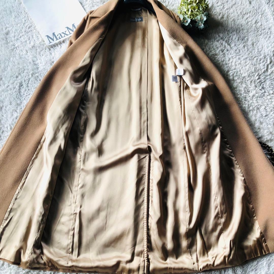 美品✨マックスマーラ ベルテッドコート アンゴラ 女優襟 銀タグ キャメル40