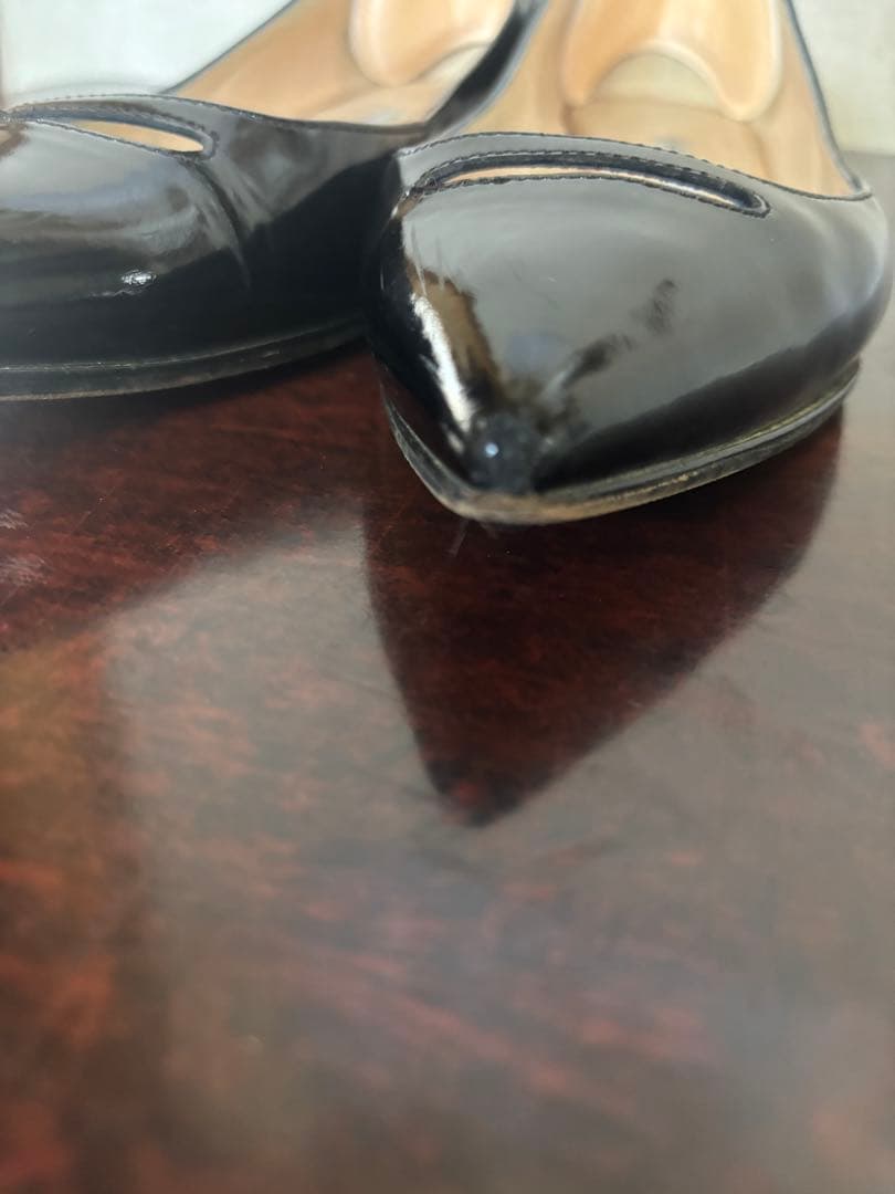 PELLICO ブラック ポインテッドトゥ パンプス　フラットシューズ　36