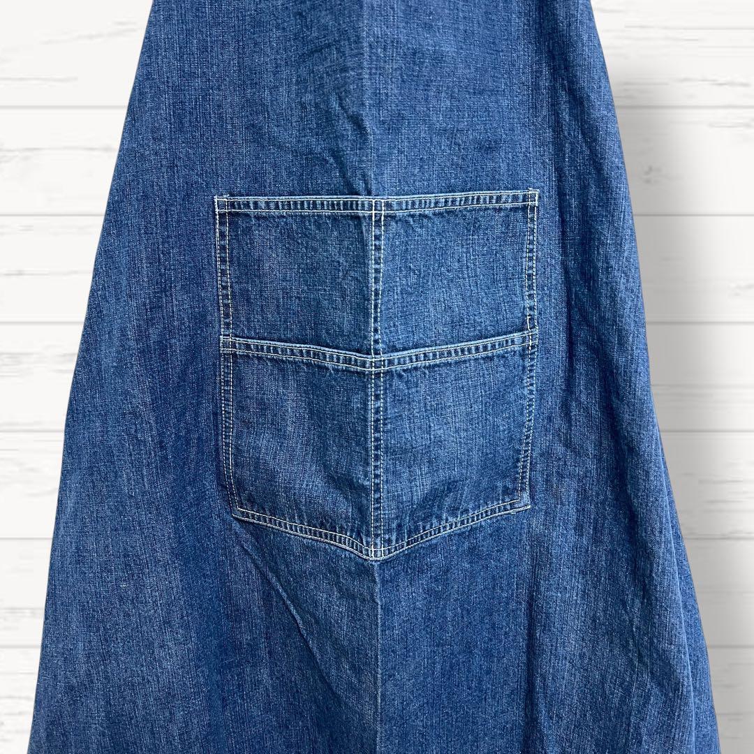 1262【ラルフローレンホーム】エプロン デニム インディゴ ロゴ 綿100%