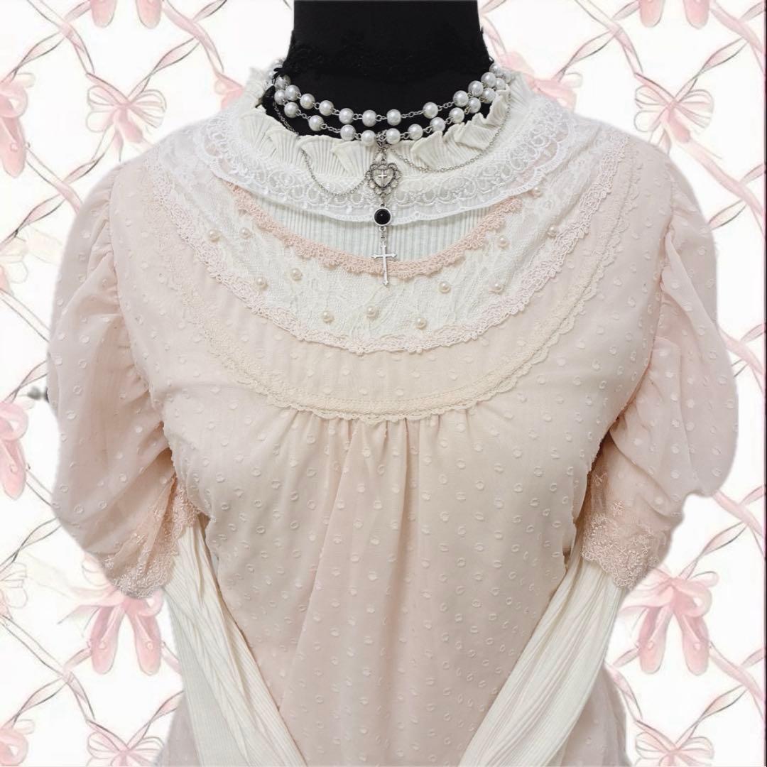 axes femme 2点セット 姫 ドット リボン ブラウス タートル 平成