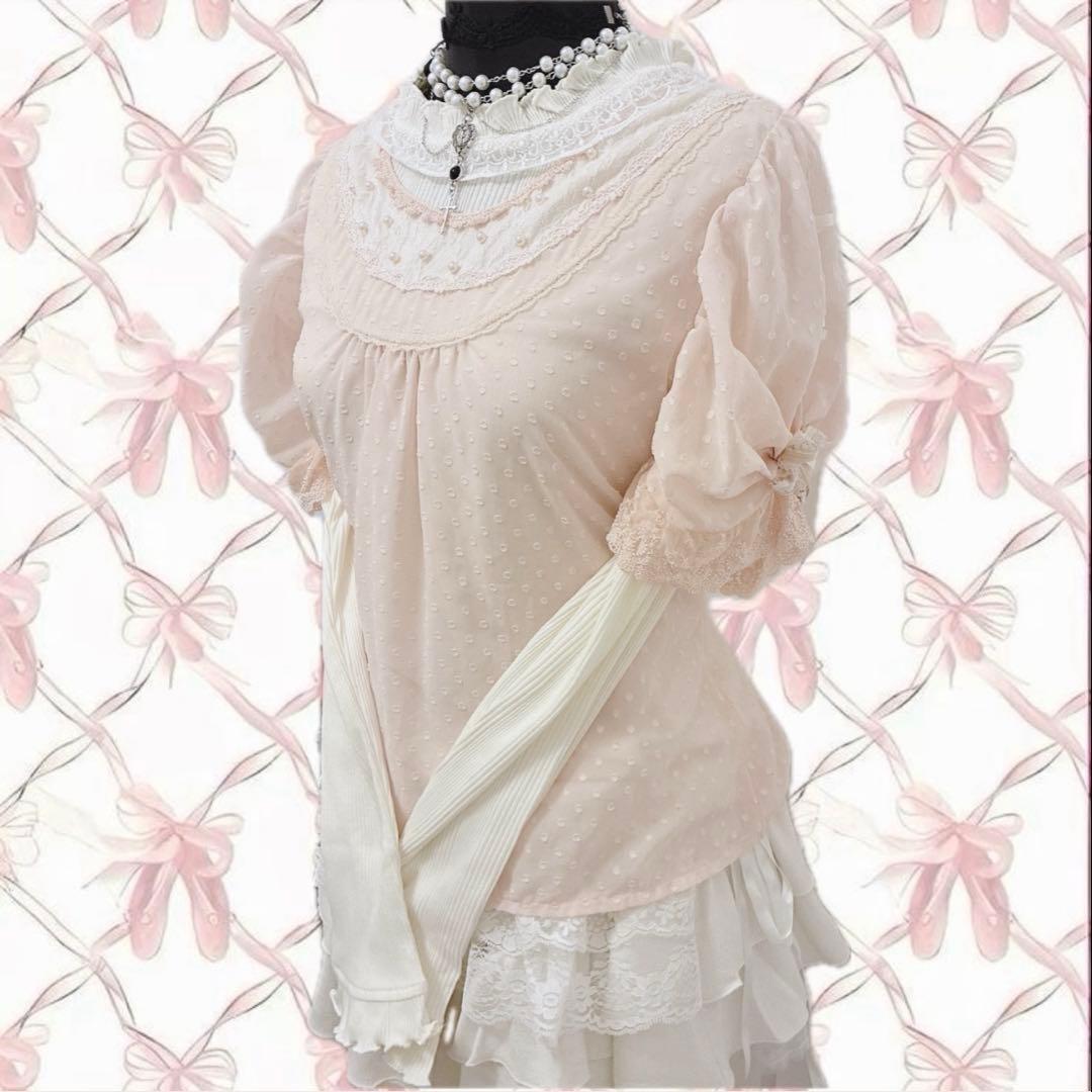 axes femme 2点セット 姫 ドット リボン ブラウス タートル 平成