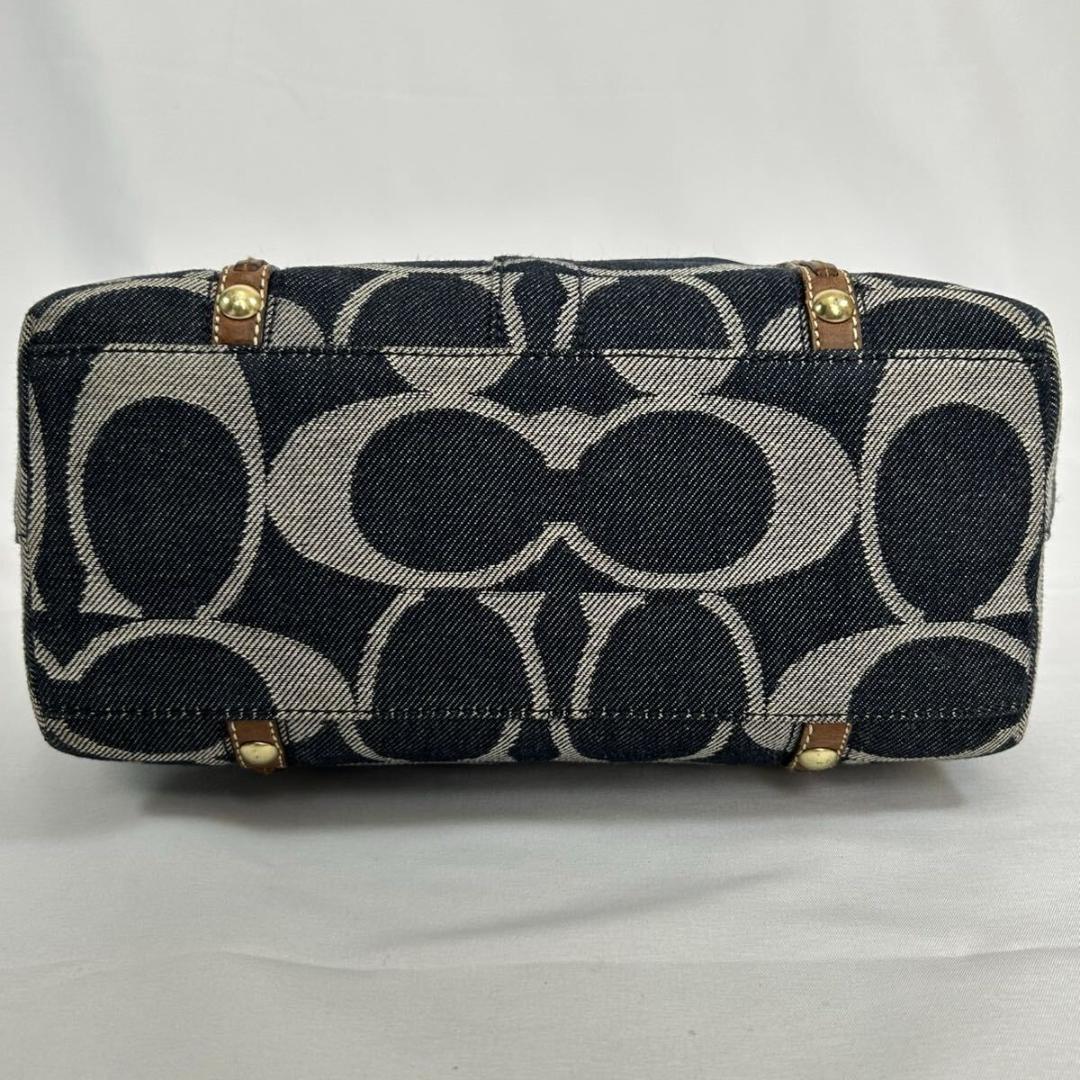 【美品】コーチ 11179 トートバッグ シグネチャー デニム レザー A4可