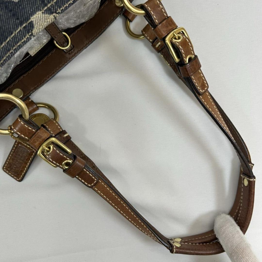 【美品】コーチ 11179 トートバッグ シグネチャー デニム レザー A4可