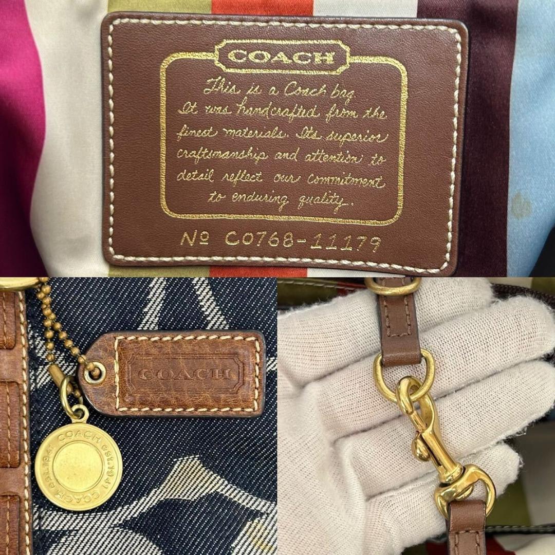 【美品】コーチ 11179 トートバッグ シグネチャー デニム レザー A4可