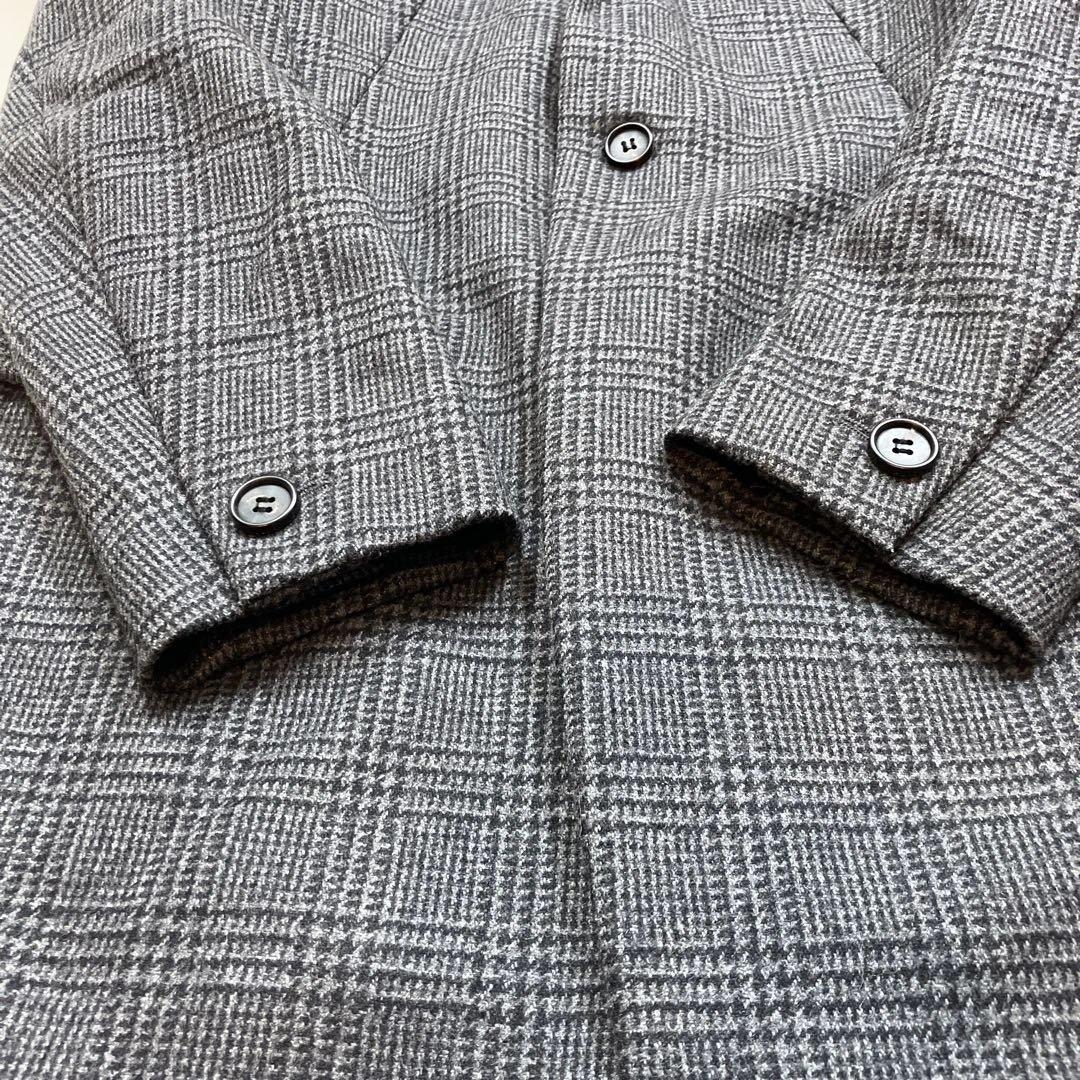 極美品オールセイエンツ チェスターコートグレンチェックイタリア製 ダークグレーM