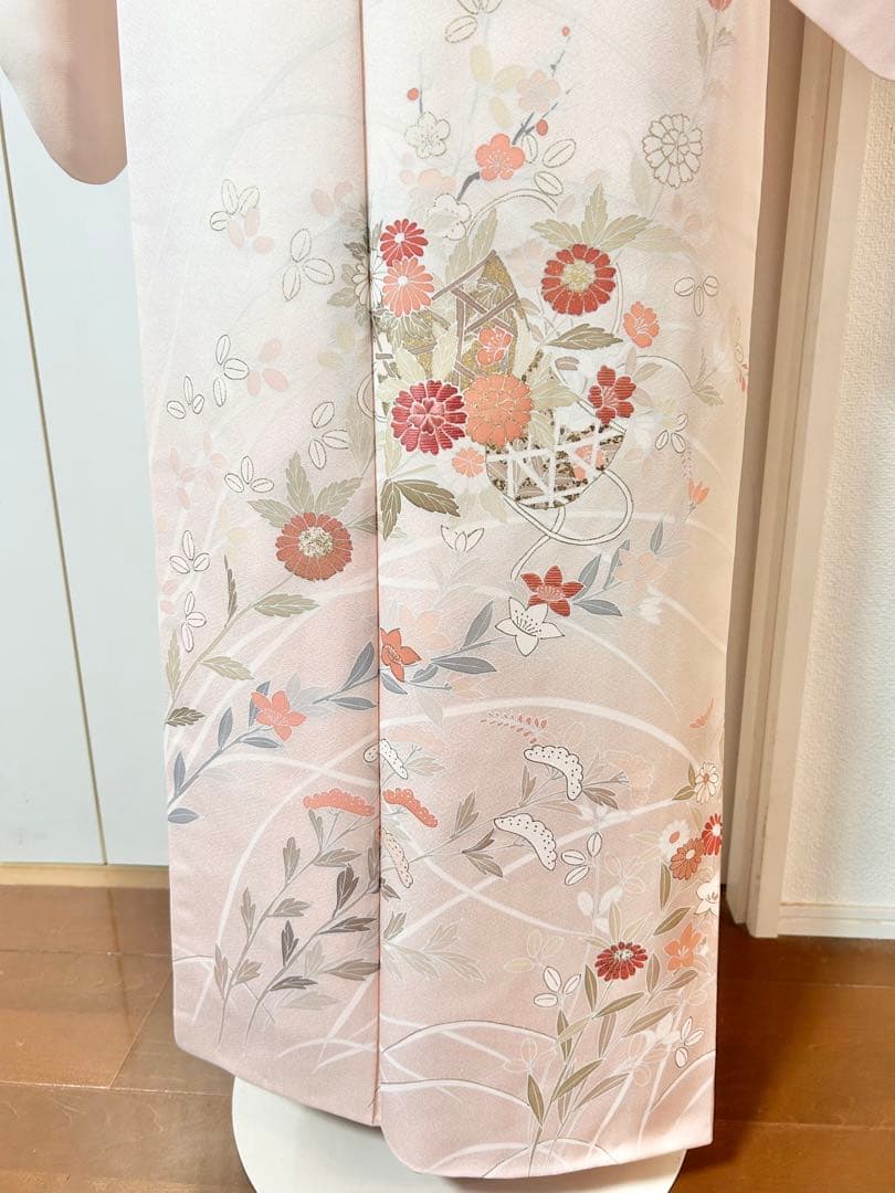 美品　訳あり　裄丈長め　正絹訪問着　フルセット4点　入学式　お宮参り　七五三