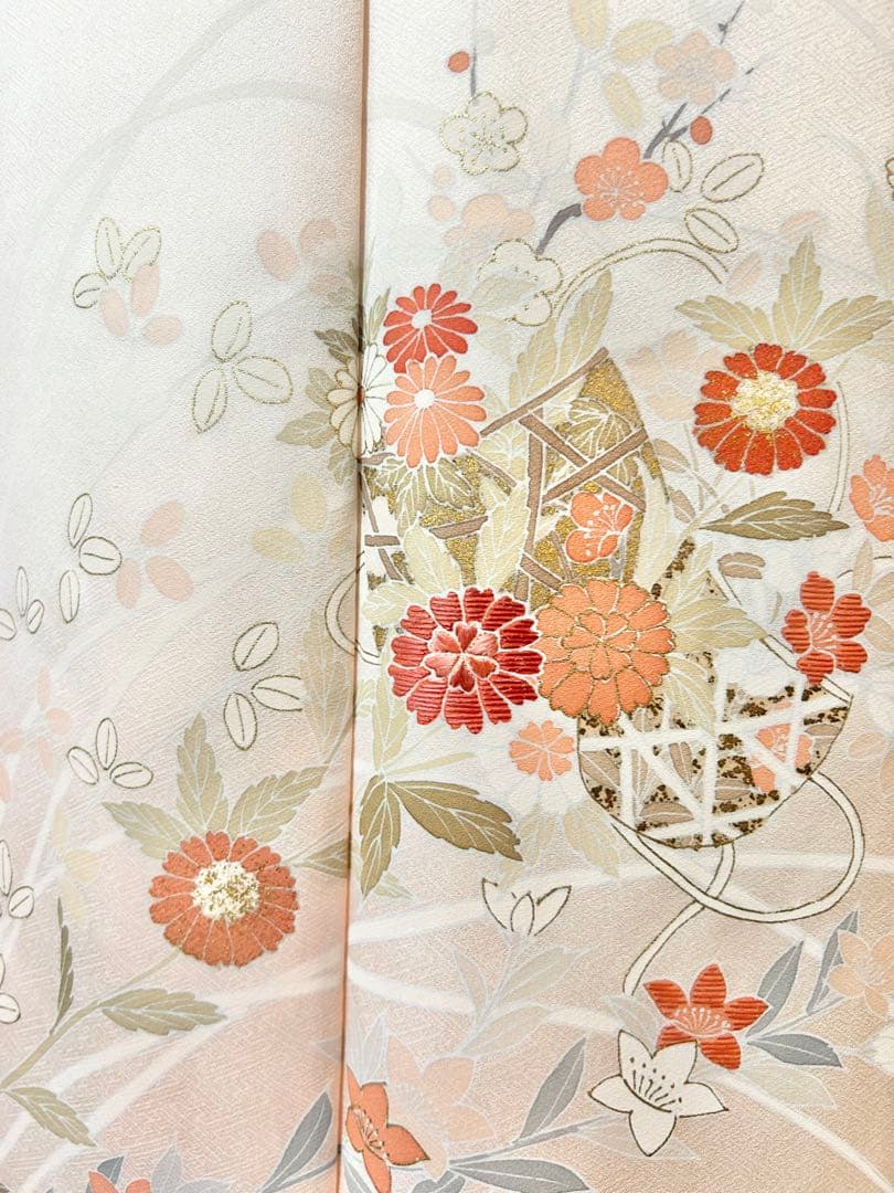 美品　訳あり　裄丈長め　正絹訪問着　フルセット4点　入学式　お宮参り　七五三