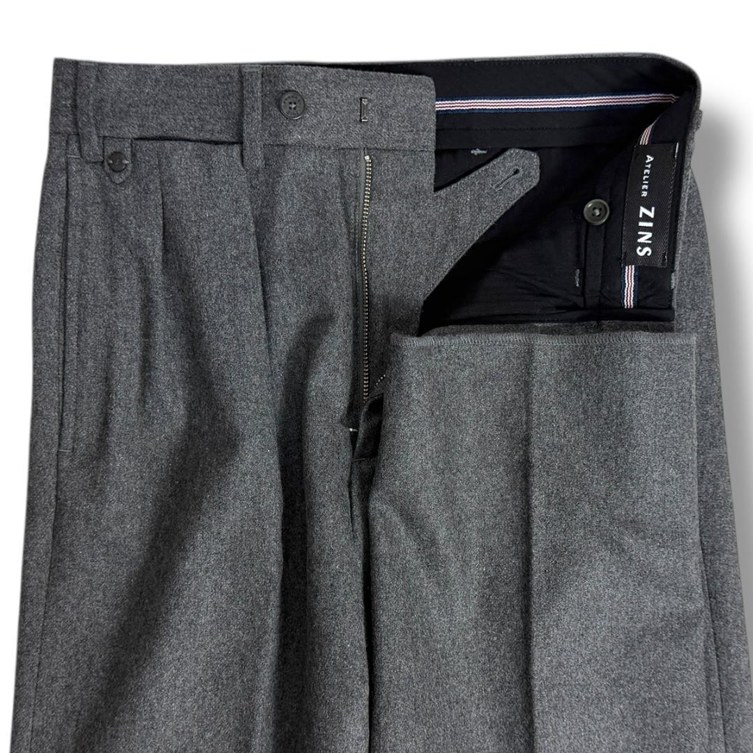 J4077 新品 ベルナールザンス BAC J 2Pウールサキソニーパンツ 36