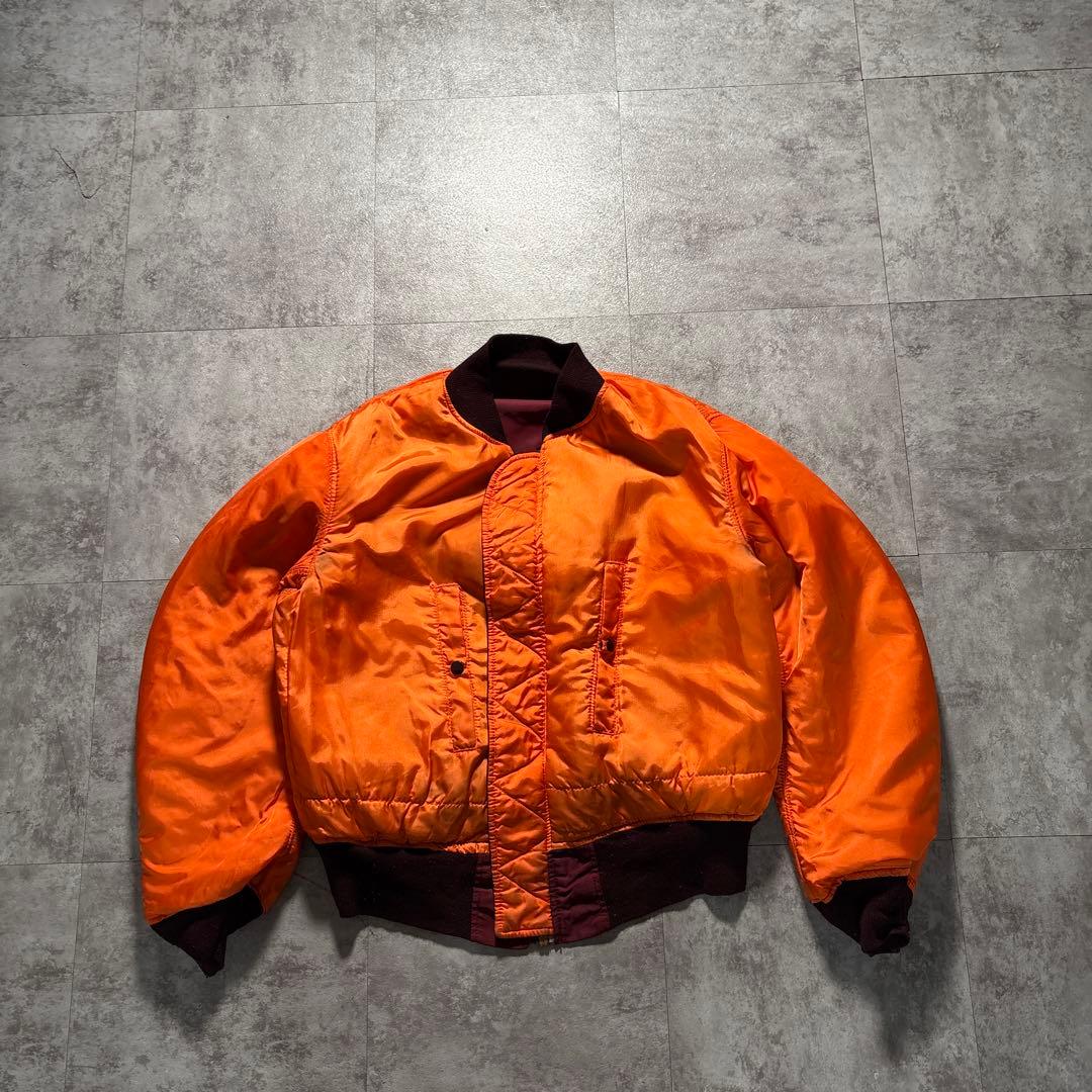 初期タグ　alpha USA製　ma-1 80s 希少ボルドーカラー　短丈　M