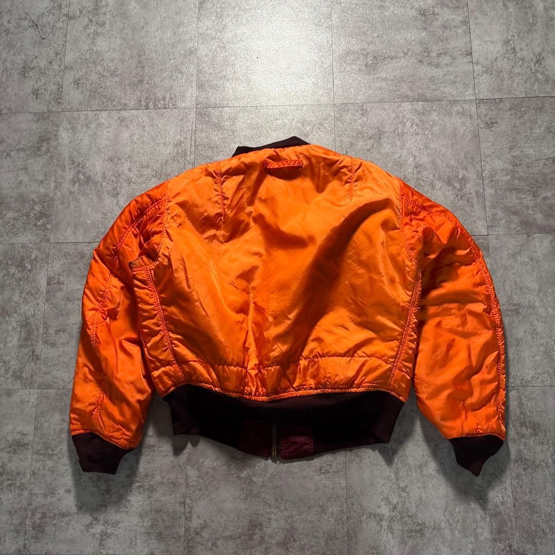 初期タグ　alpha USA製　ma-1 80s 希少ボルドーカラー　短丈　M