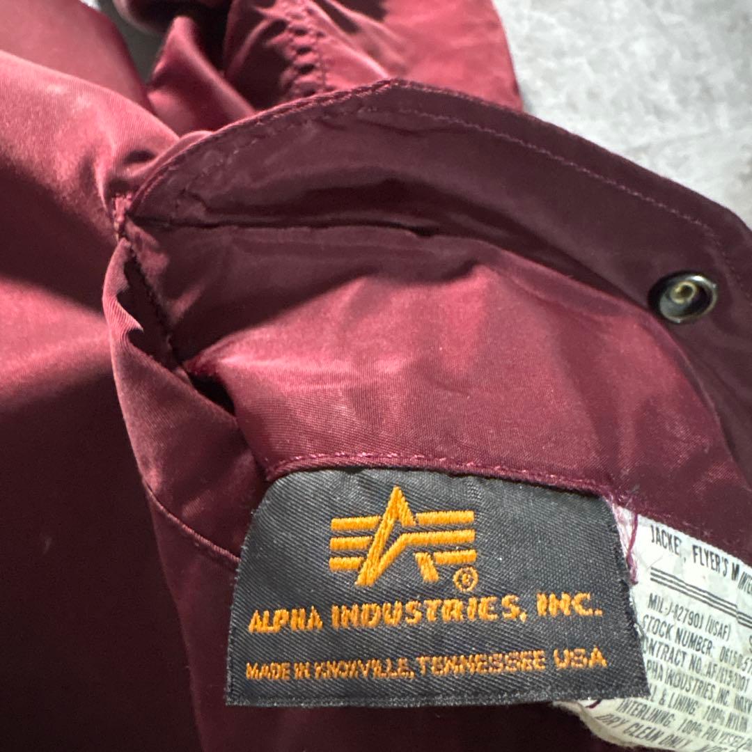 初期タグ　alpha USA製　ma-1 80s 希少ボルドーカラー　短丈　M
