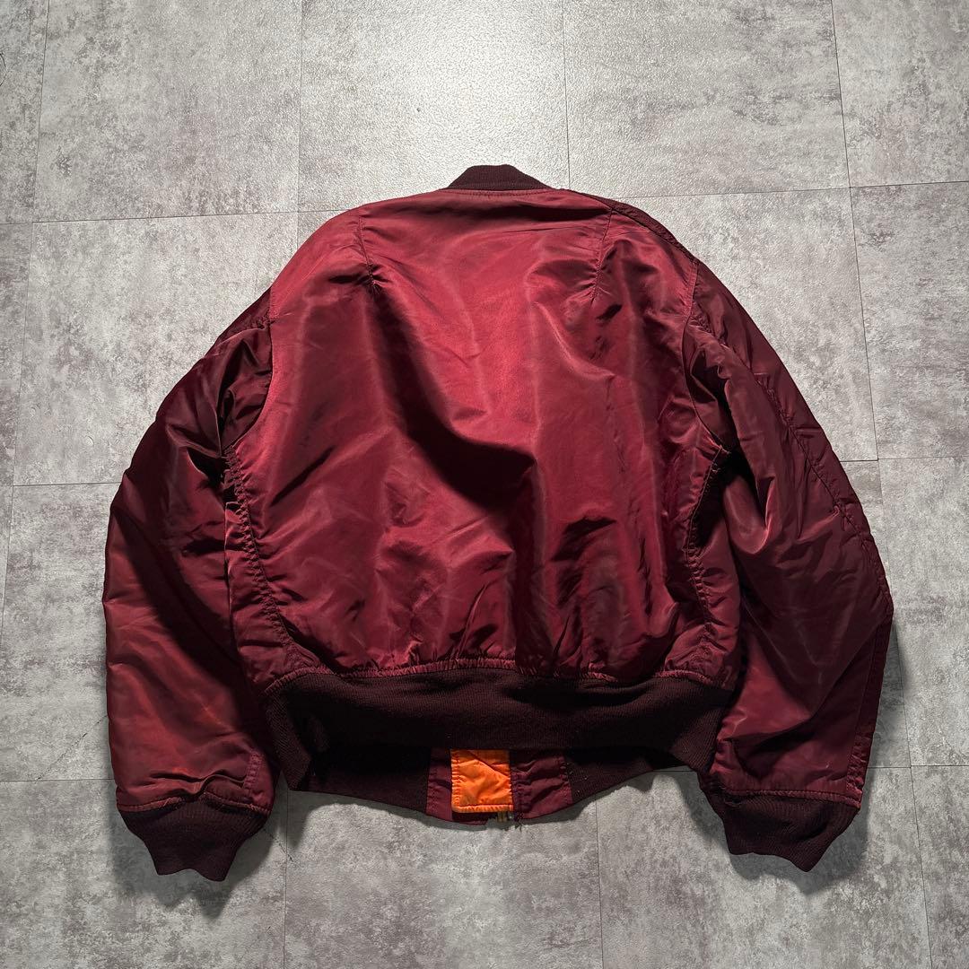 初期タグ　alpha USA製　ma-1 80s 希少ボルドーカラー　短丈　M