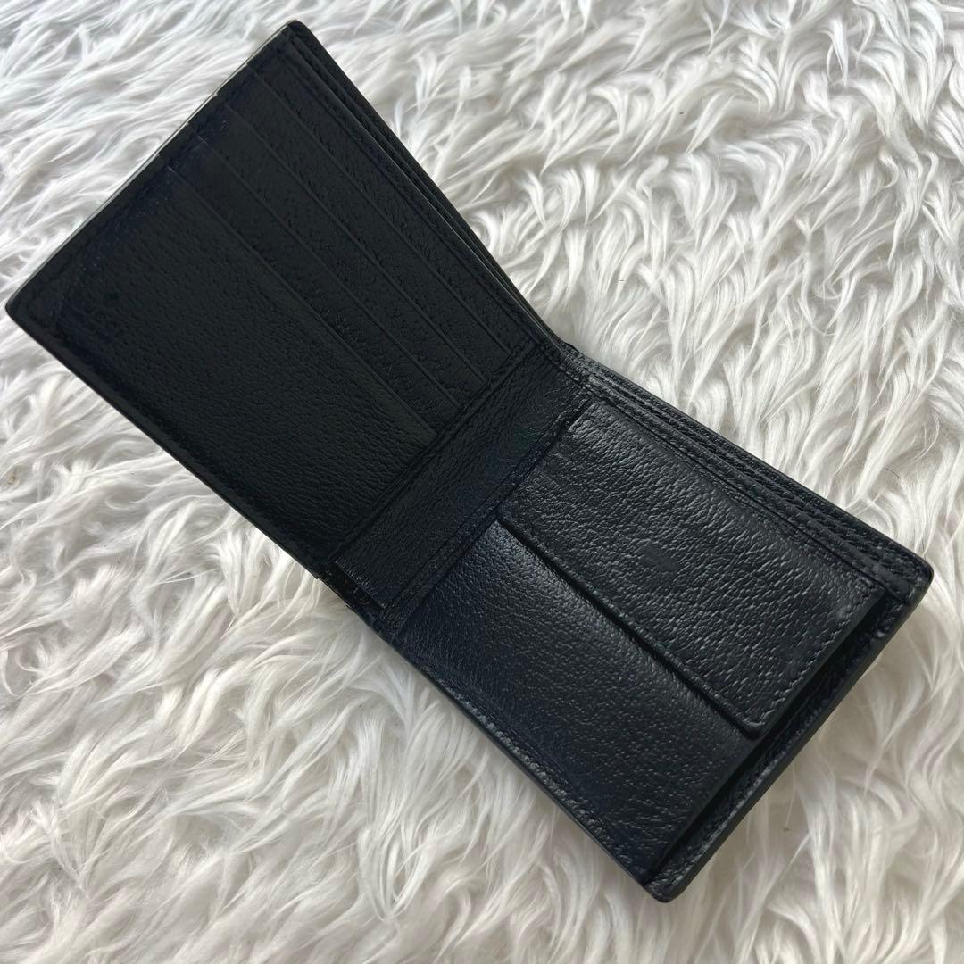 GUCCI グッチ 二つ折り財布 黒 レザー アニマリエ ゴールド金具 小銭入れ