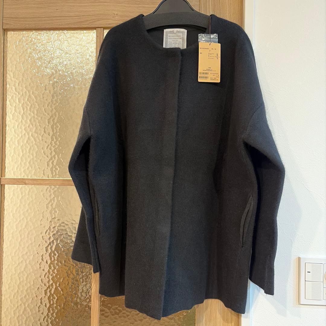 BEARDSLEY ビアズリー 洗えるニットコート アイボリー ノーカラー