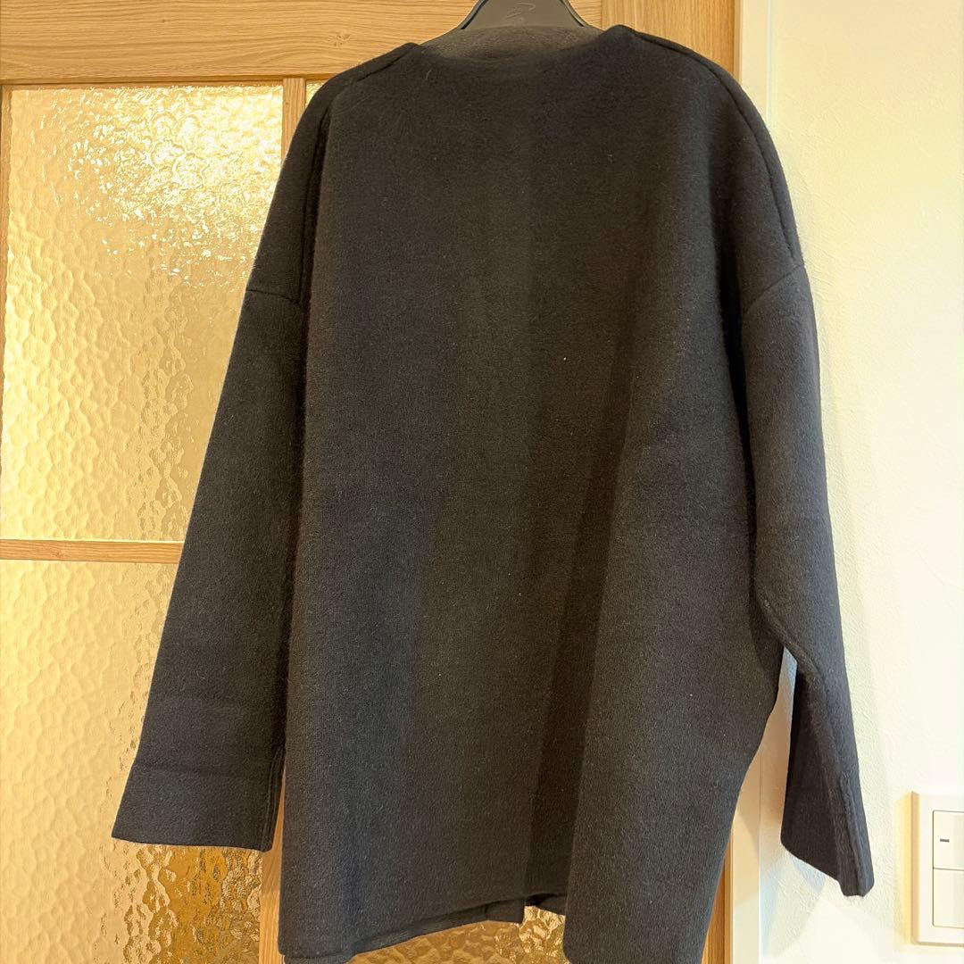 BEARDSLEY ビアズリー 洗えるニットコート アイボリー ノーカラー