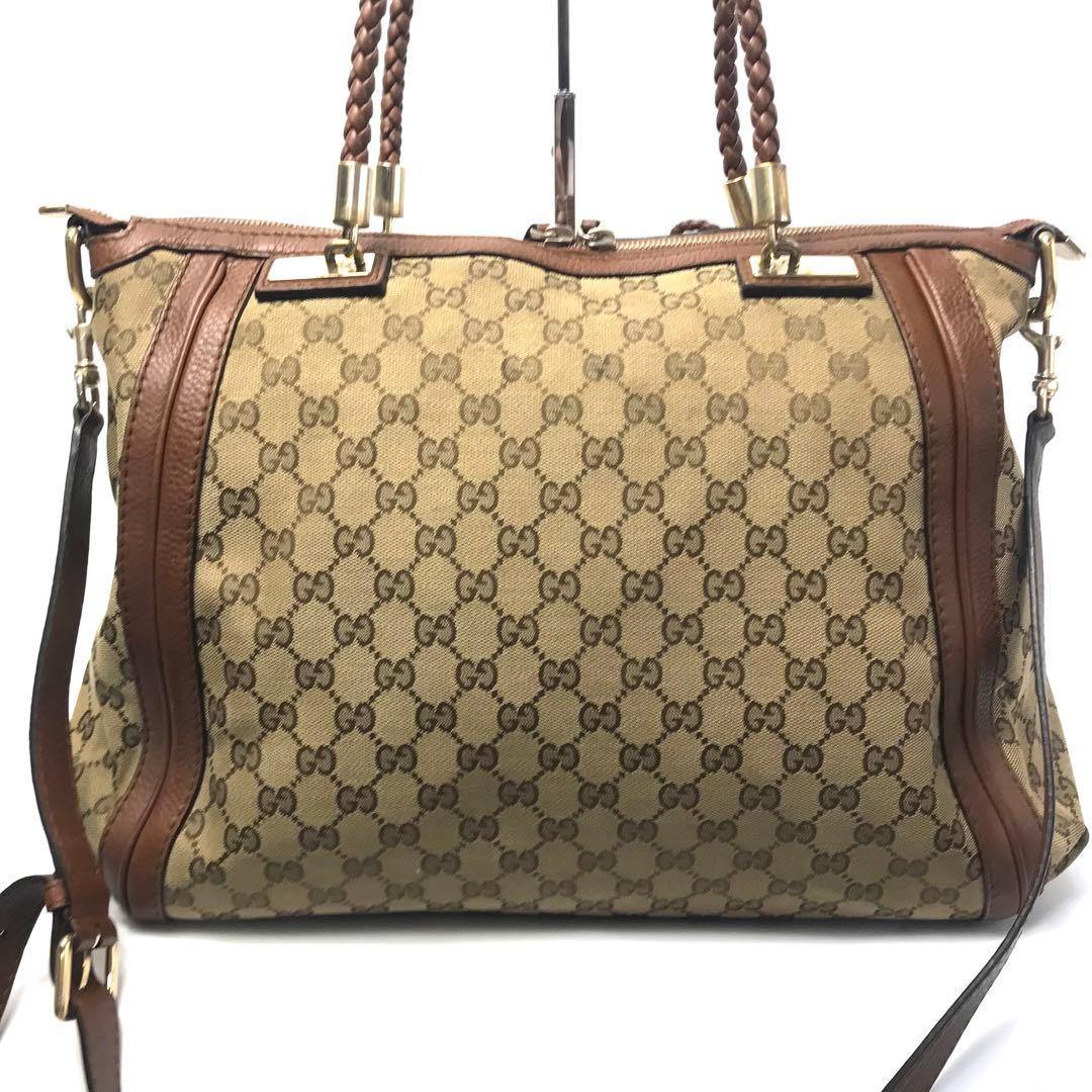 希少✨ グッチ ショルダーバッグ 2WAY ベージュ ブラウン GG キャンバス