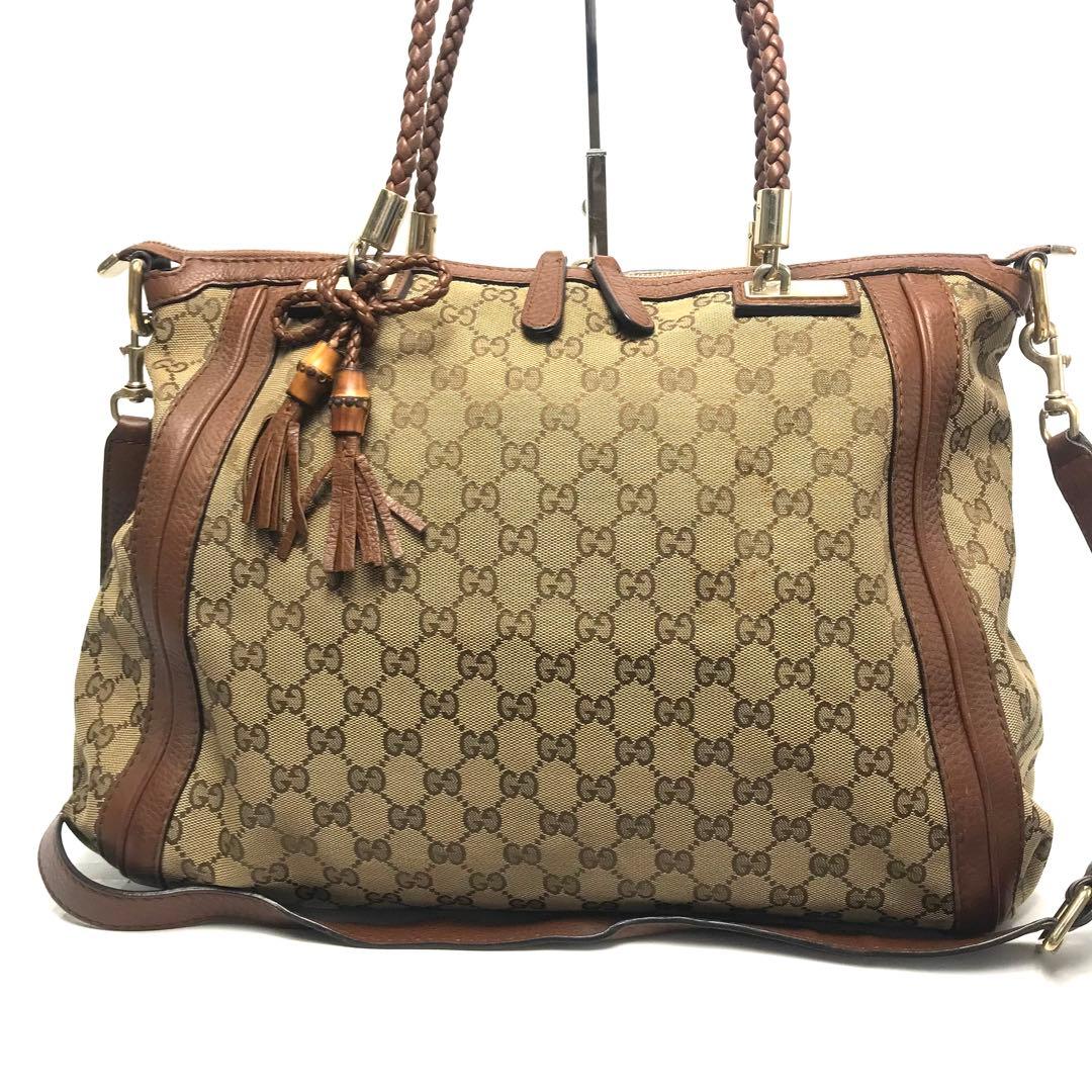 希少✨ グッチ ショルダーバッグ 2WAY ベージュ ブラウン GG キャンバス
