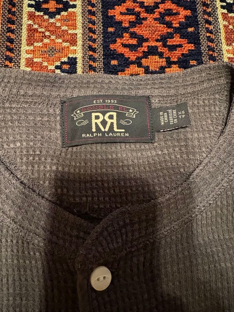 RRL ワッフルニット　コットン　ヘンリー　XS