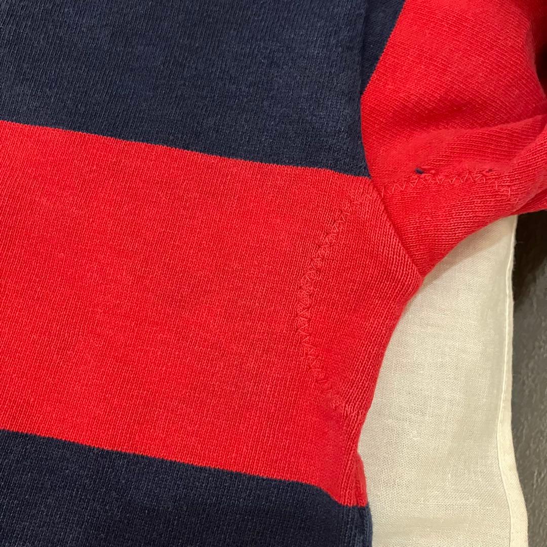 barbarian バーバリアン　ラガーシャツ 長袖　レッド　ネイビー　XXL