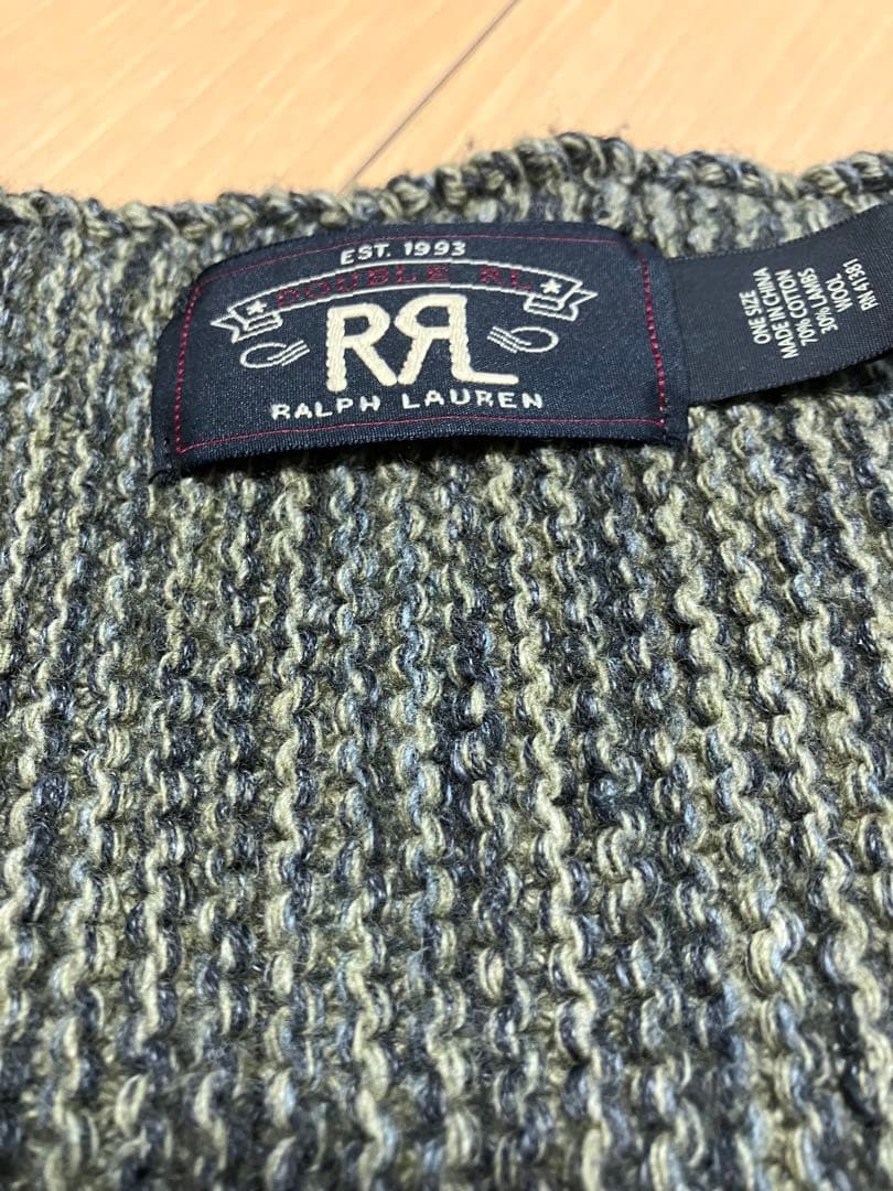 極美品　ダブルアールエル　オリーブグリーン　マフラー　RRL