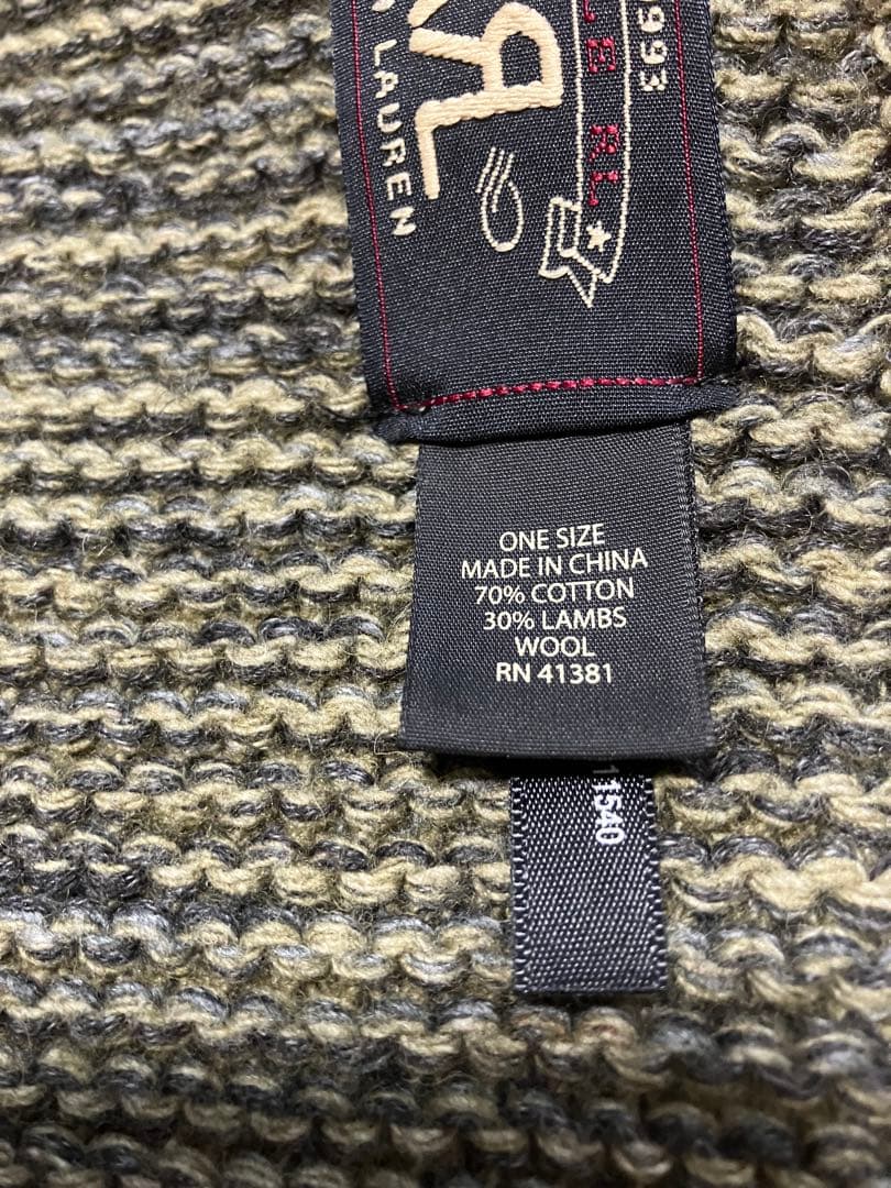 極美品　ダブルアールエル　オリーブグリーン　マフラー　RRL