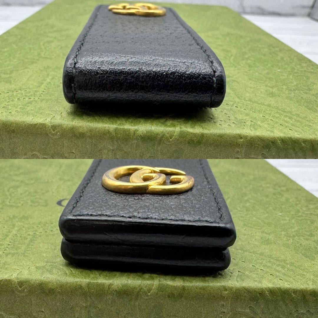 【極美品】GUCCI　マネークリップ　マーモント　レザー　ブラック　折りたたみ