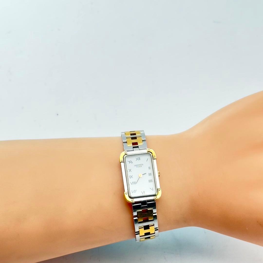 HERMES　クロアジュール　ホワイト　Hバンド　レディース　腕時計　付属品有り