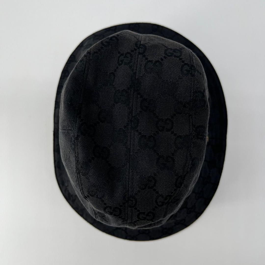 良品✨GUCCI GGキャンバス ロゴプレート バケットハット 帽子 サイズL