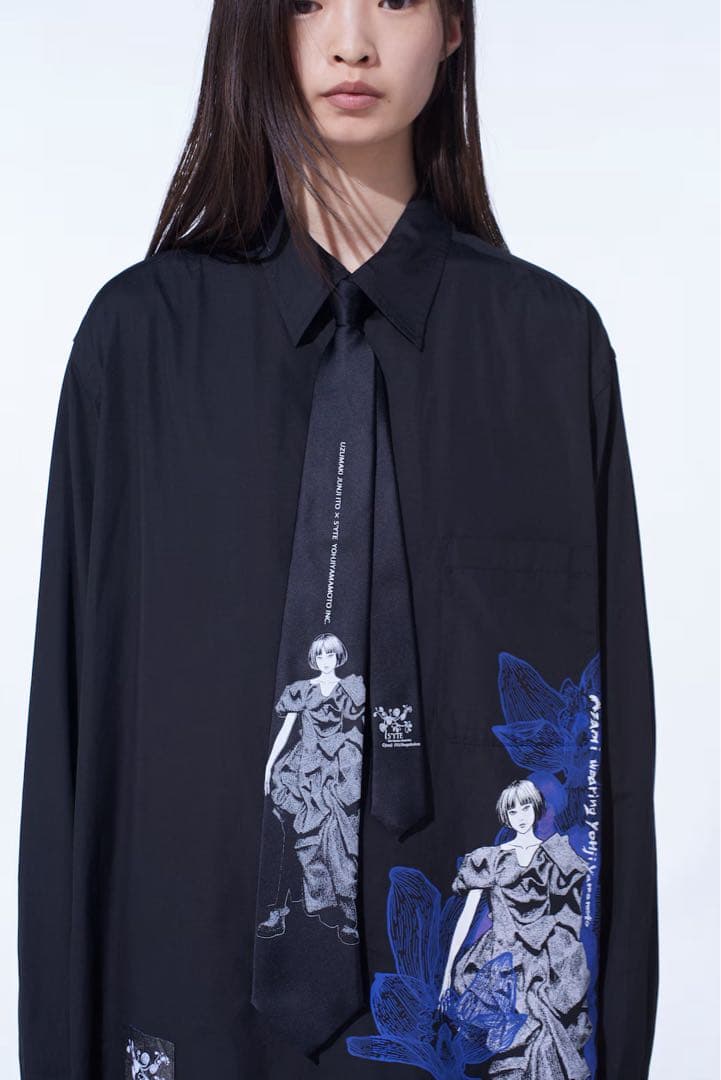 S'YTE×伊藤潤二 25aw 黒谷あざみ シルク ネクタイ / うずまき