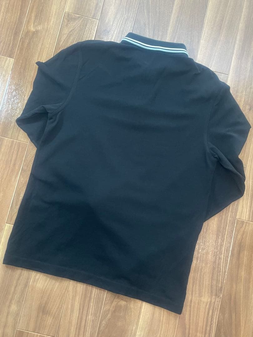 FRED PERRY 長袖ポロシャツ ブラック　水色　くすみブルー　古着