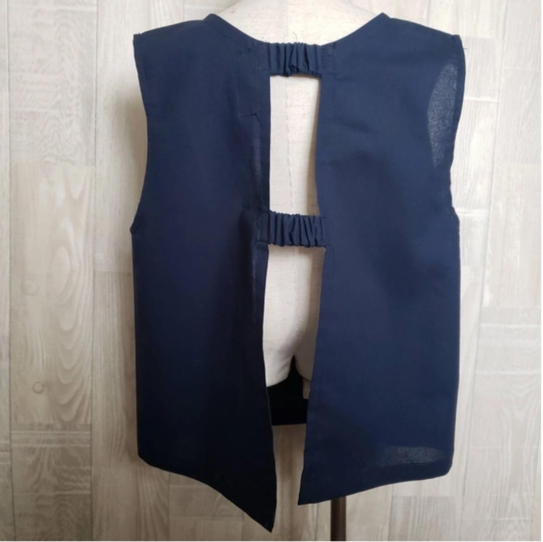 ミモザ 後ろゴム 袖なしスモック