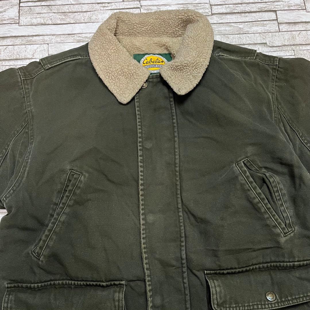 90s Cabela’s ダッグジャケット 裏ボア モスグリーン グッドフェード