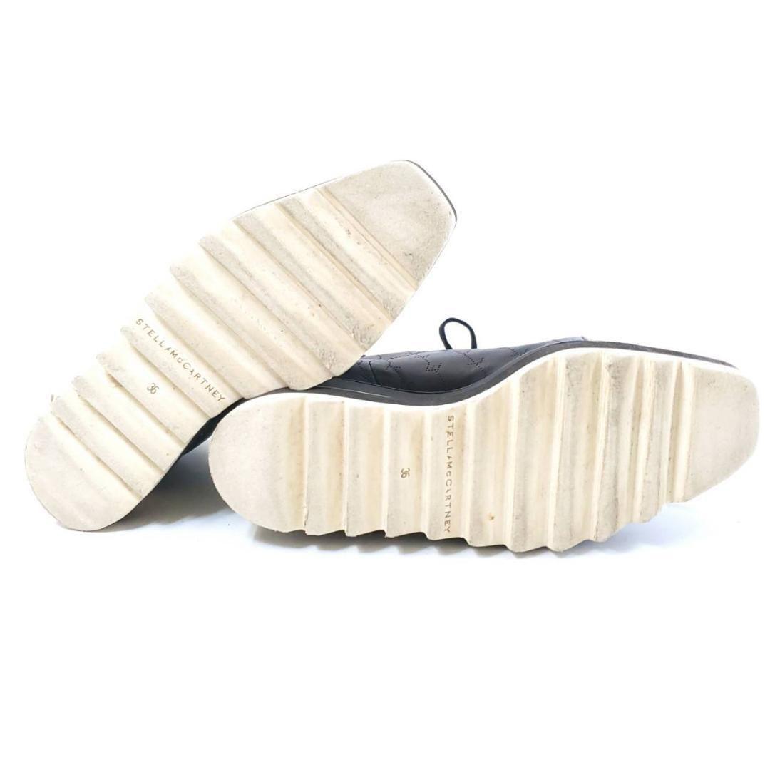 ステラマッカートニー 36　エリス　ロゴエンボス　スクエアトゥ　ブラック　厚底