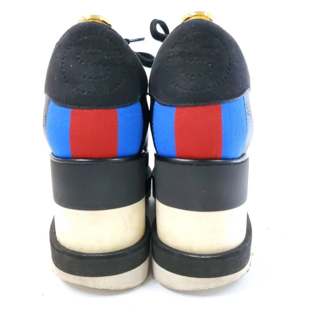 ステラマッカートニー 36　エリス　ロゴエンボス　スクエアトゥ　ブラック　厚底