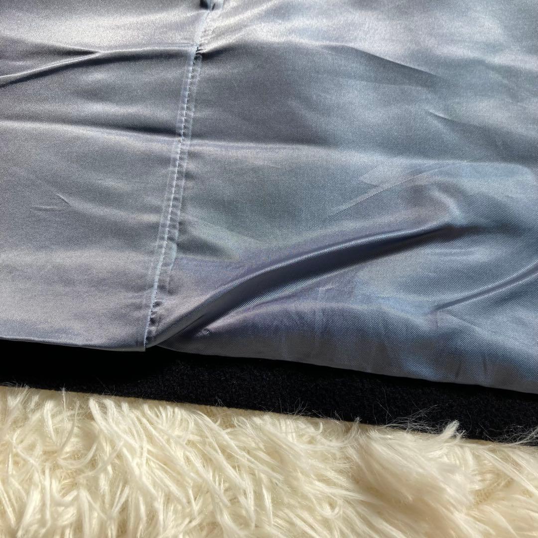 トゥモローランドコレクション　フード付きロングコート ウール　40 ネイビー